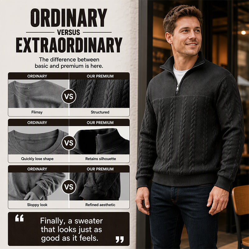 Men's Casual Jacquard Half-Zip Sweatshirt