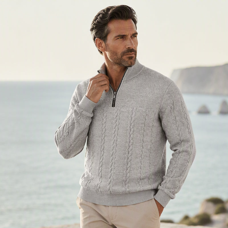 Men's Casual Jacquard Half-Zip Sweatshirt