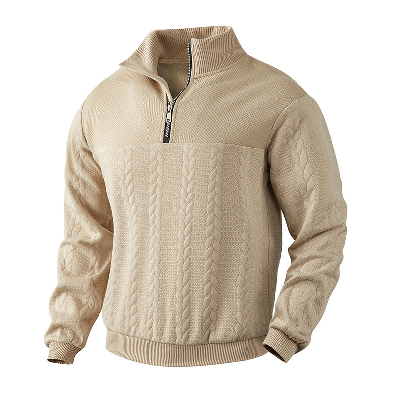 Men's Casual Jacquard Half-Zip Sweatshirt