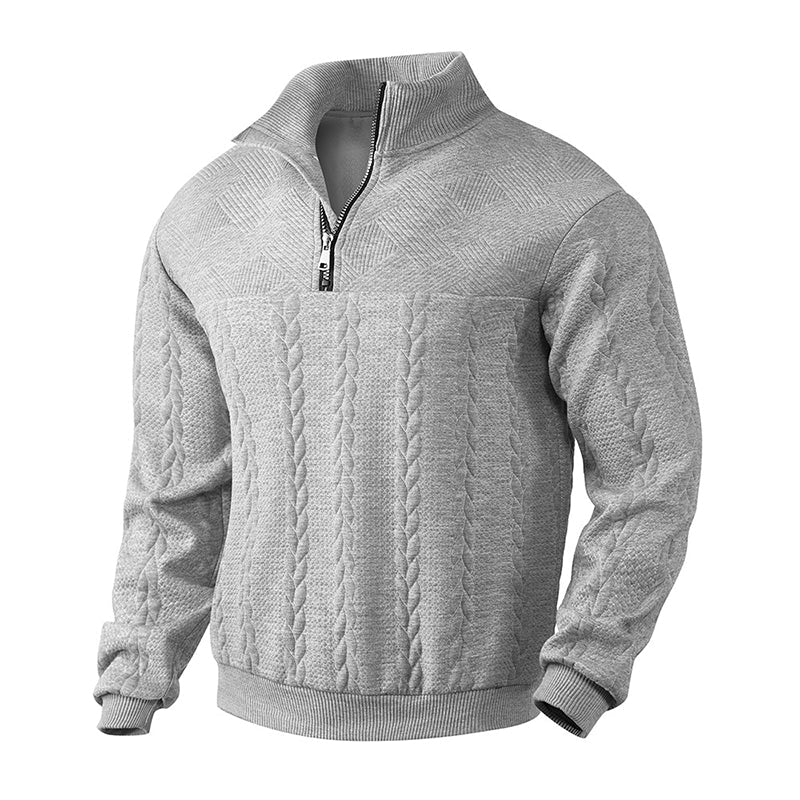 Men's Casual Jacquard Half-Zip Sweatshirt