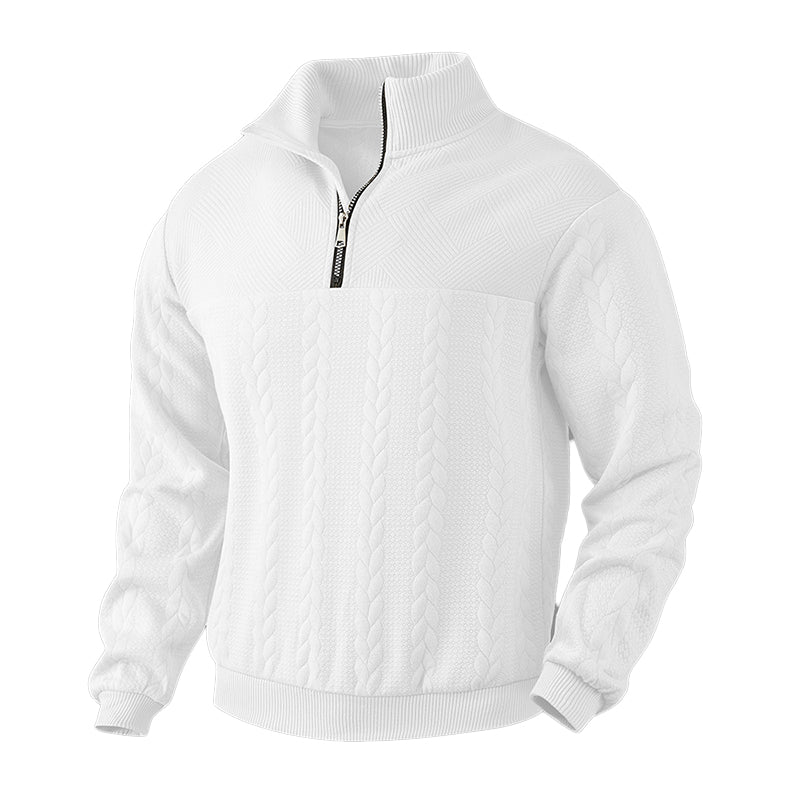 Men's Casual Jacquard Half-Zip Sweatshirt