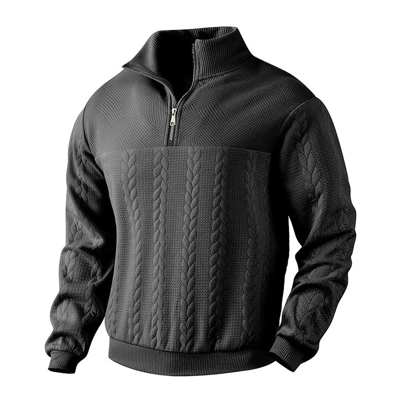 Men's Casual Jacquard Half-Zip Sweatshirt