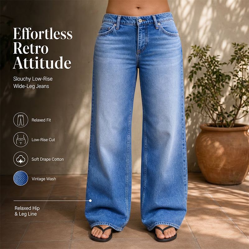 Women's Vintage Blue Wide-Leg Jeans