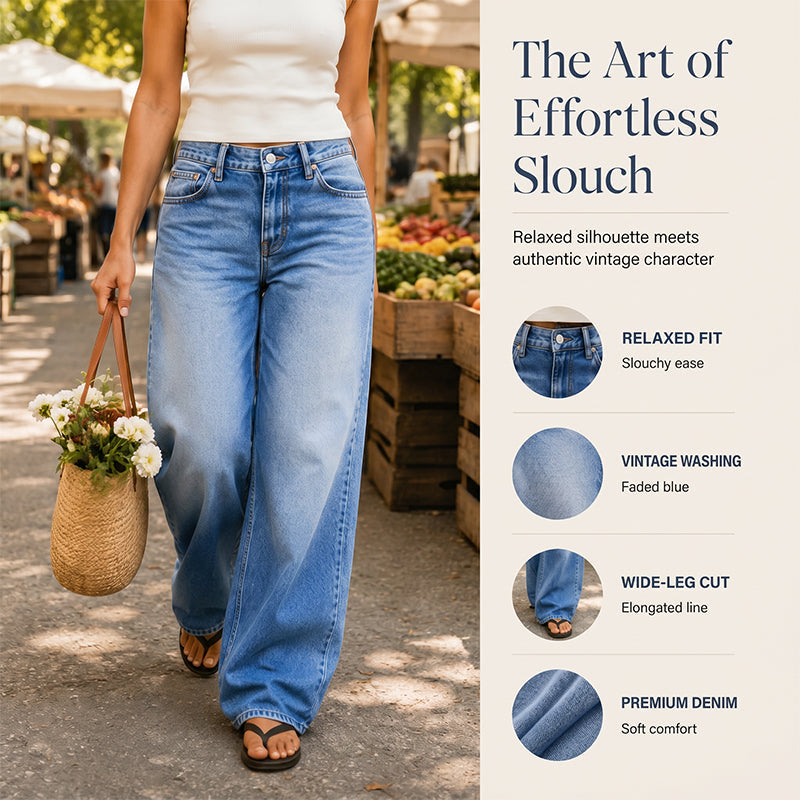 Women's Vintage Blue Wide-Leg Jeans