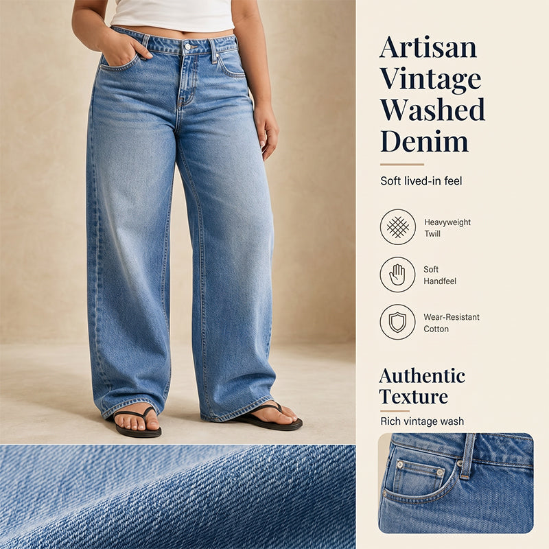Women's Vintage Blue Wide-Leg Jeans