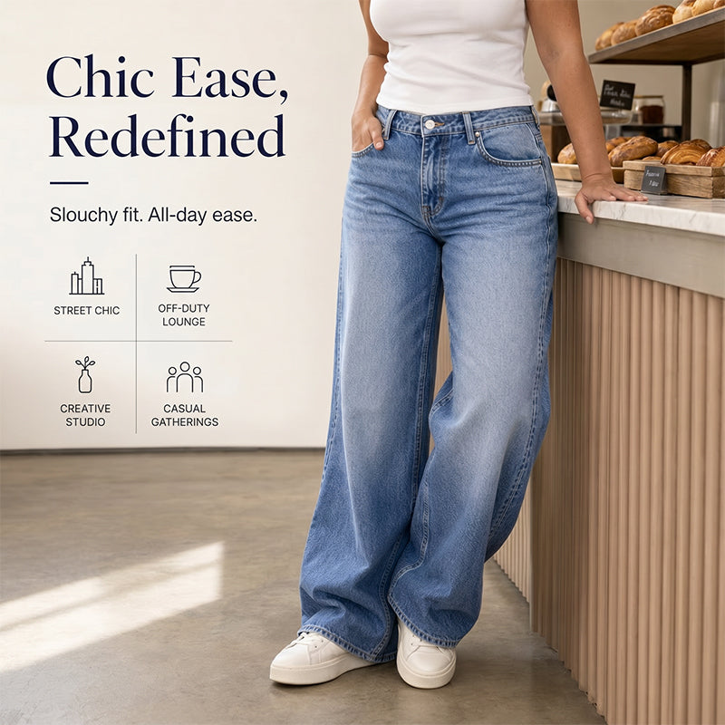 Women's Vintage Blue Wide-Leg Jeans