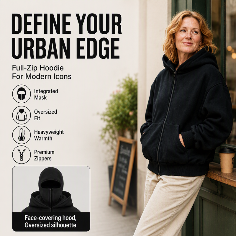 Unisex Balaclava Zip-Up Hooded Jacket