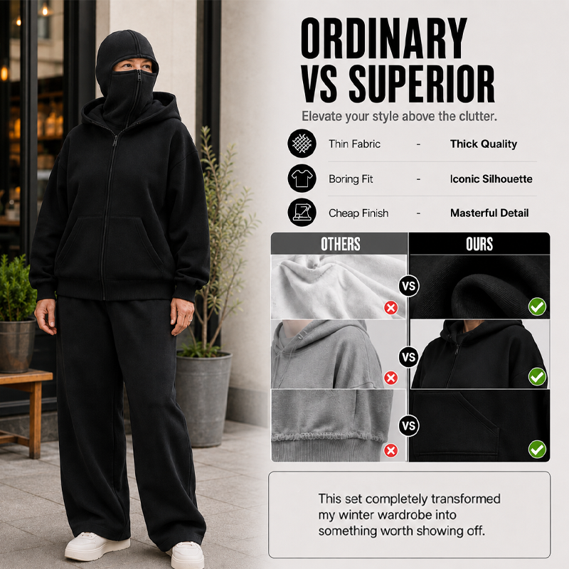 Unisex Balaclava Zip-Up Hooded Jacket