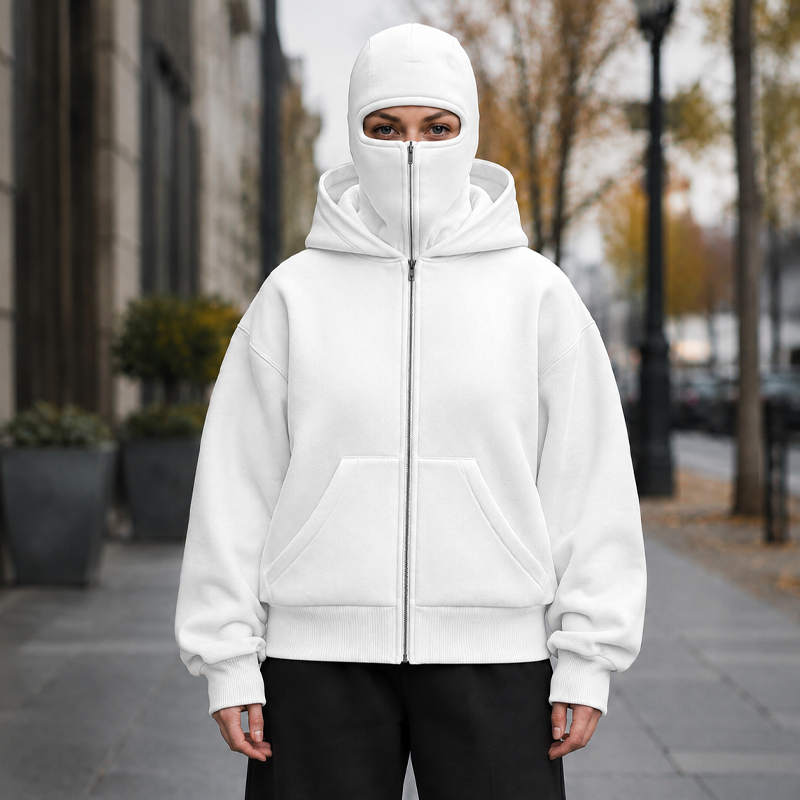 Unisex Balaclava Zip-Up Hooded Jacket