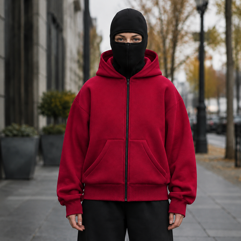 Unisex Balaclava Zip-Up Hooded Jacket