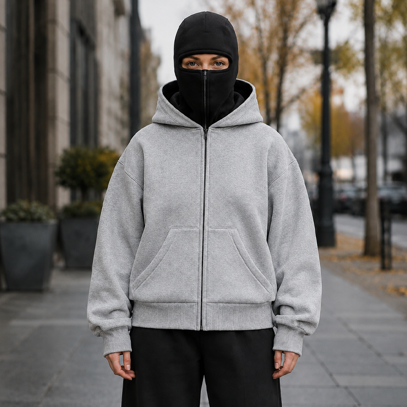 Unisex Balaclava Zip-Up Hooded Jacket