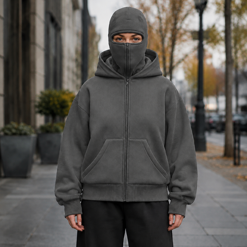 Unisex Balaclava Zip-Up Hooded Jacket