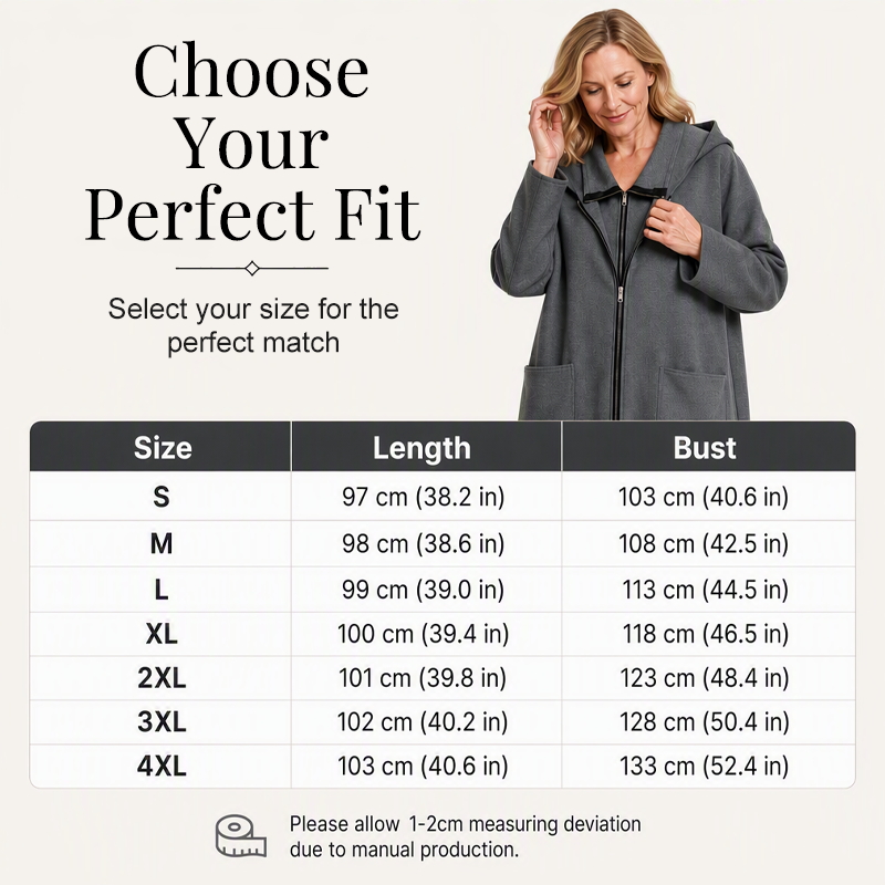 Women's Hooded Mid-Length Jacket with 2 Zippers