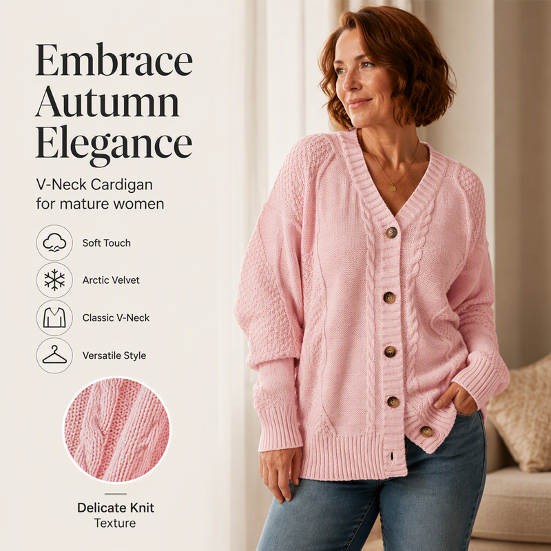Women's Casual V-Neck Cable Knit Cardigan