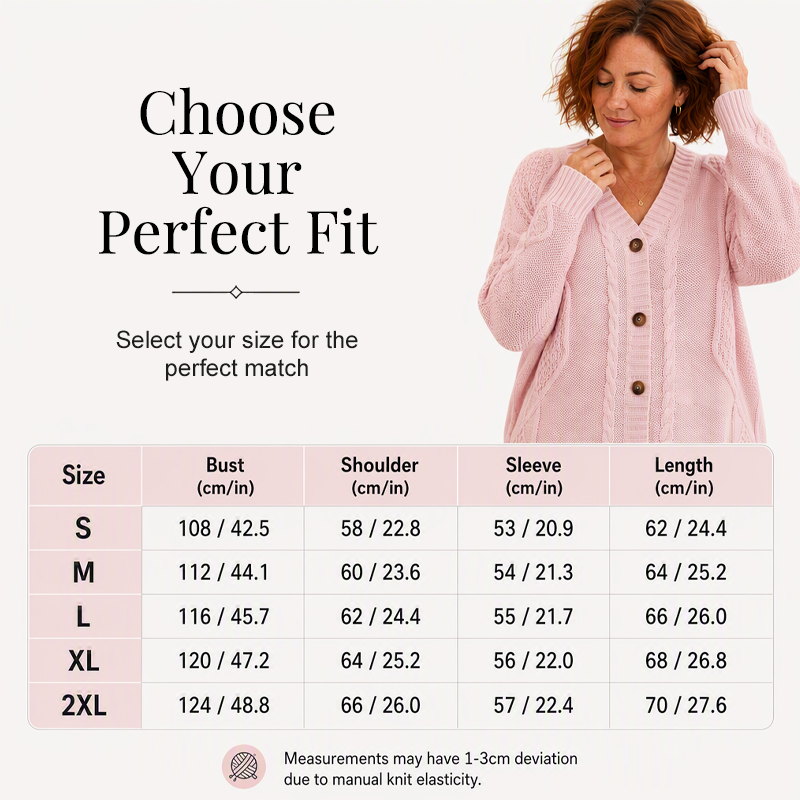 Women's Casual V-Neck Cable Knit Cardigan