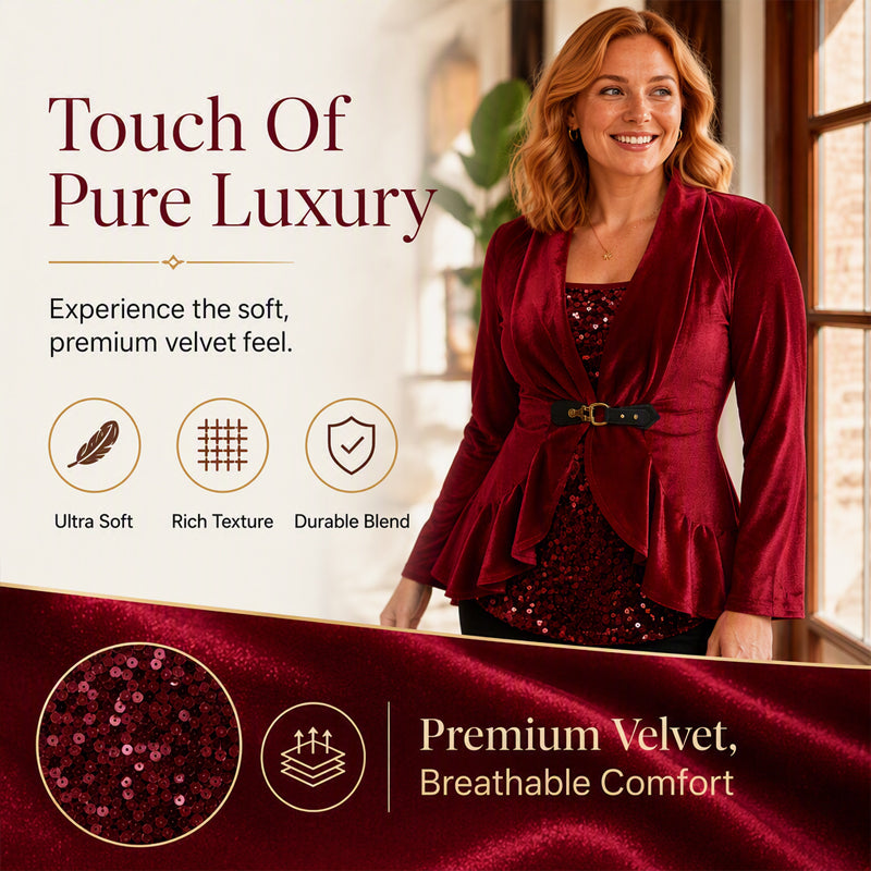 Women's Spliced Faux Two Piece Velvet Top
