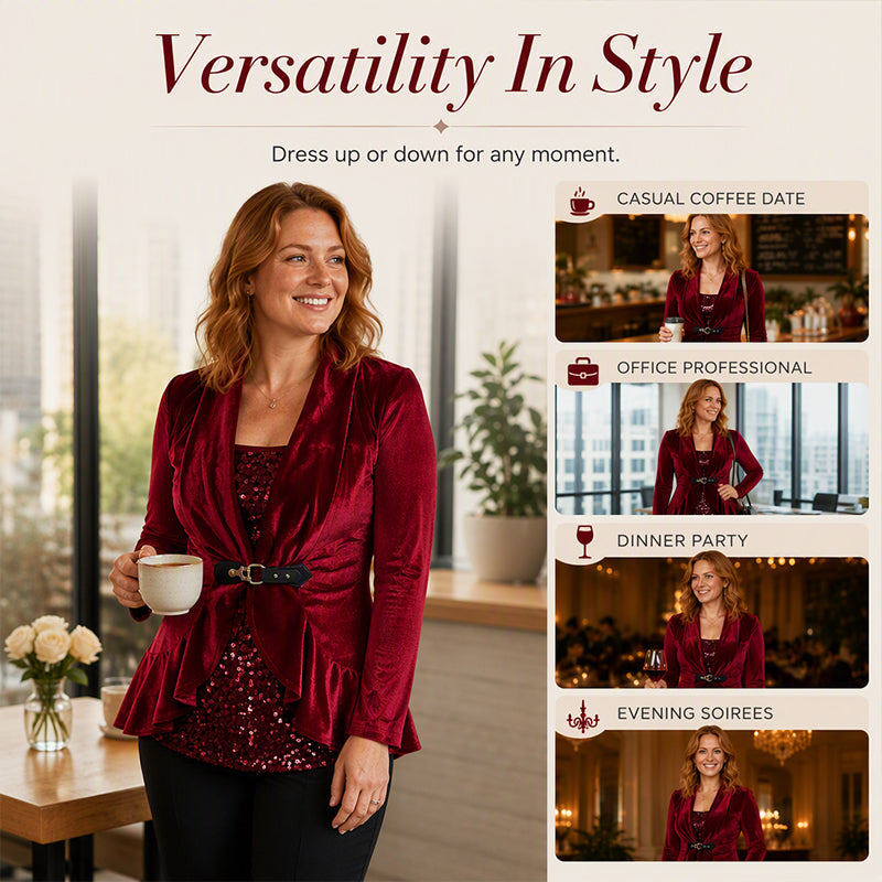 Women's Spliced Faux Two Piece Velvet Top