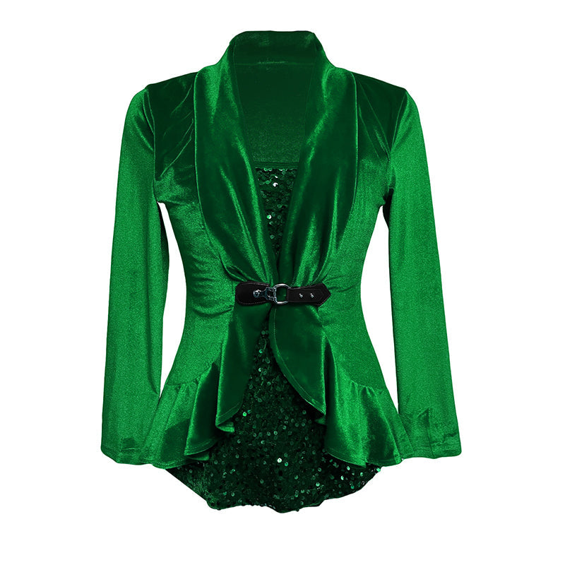 Women's Spliced Faux Two Piece Velvet Top
