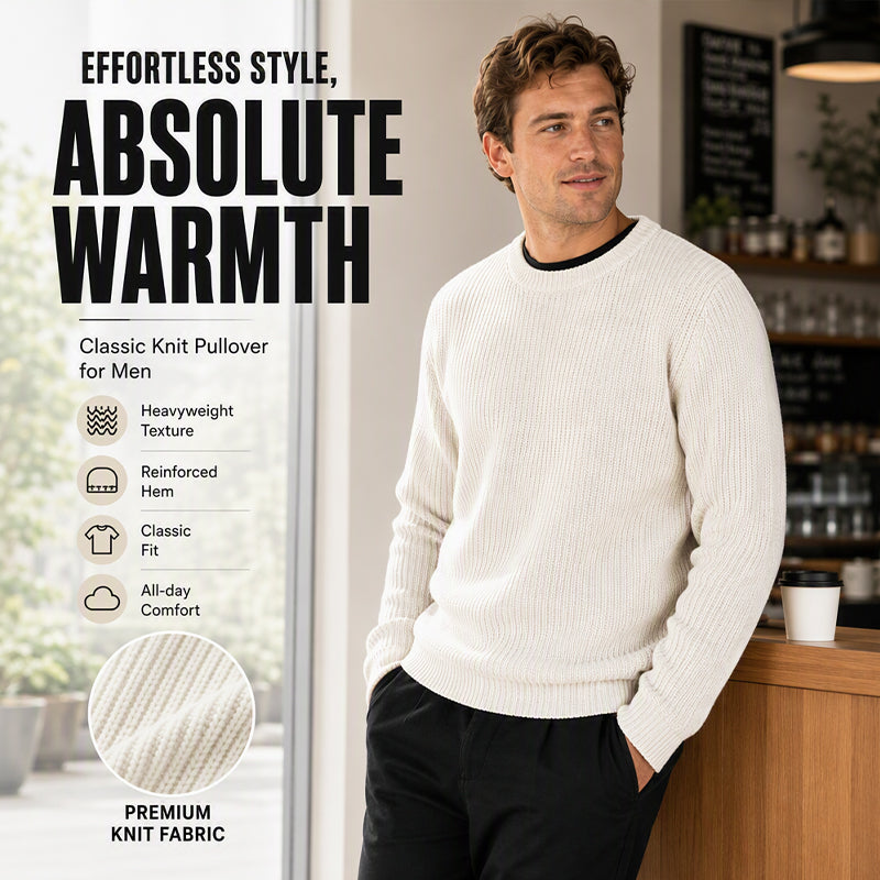 Men's Solid Color Crew Neck Knit Sweater