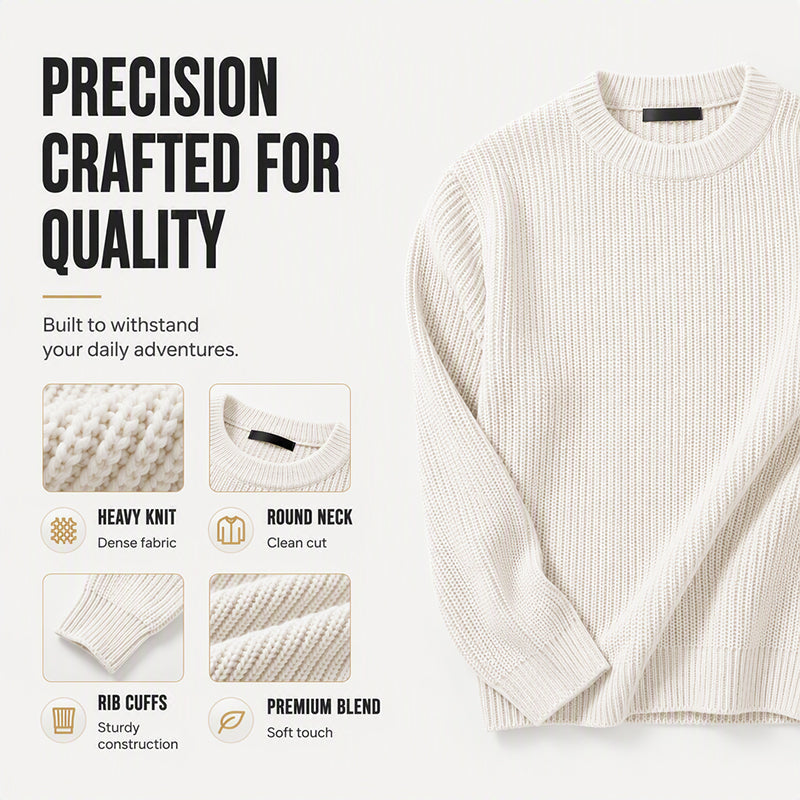 Men's Solid Color Crew Neck Knit Sweater