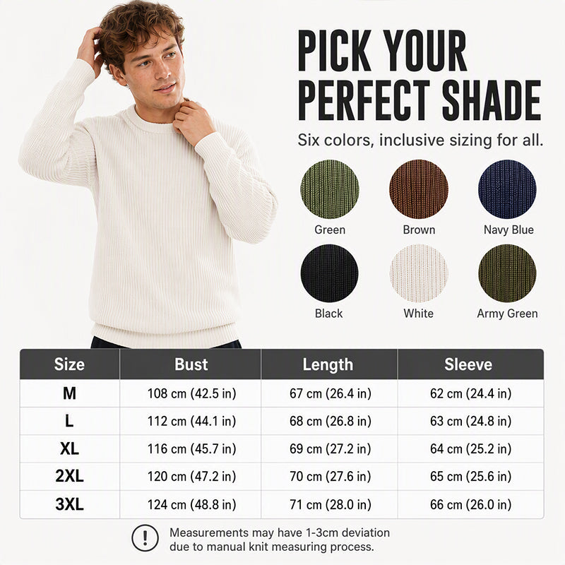 Men's Solid Color Crew Neck Knit Sweater