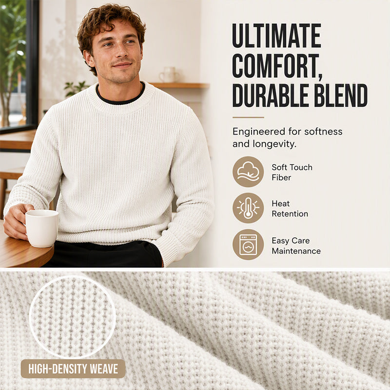 Men's Solid Color Crew Neck Knit Sweater