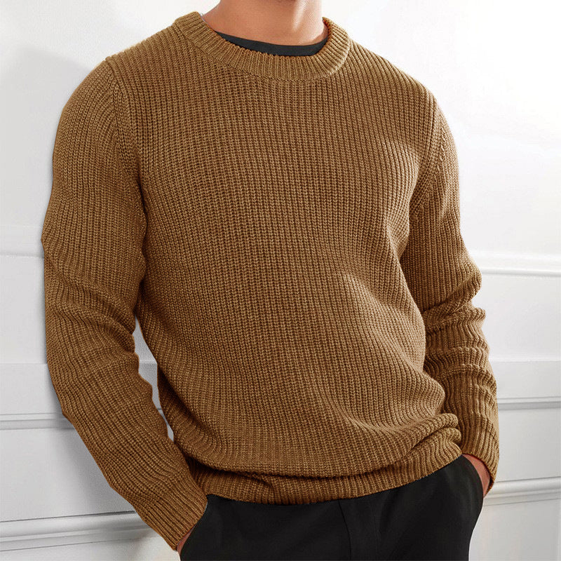 Men's Solid Color Crew Neck Knit Sweater