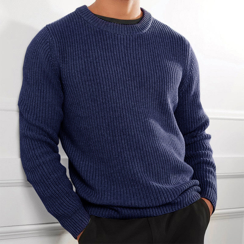 Men's Solid Color Crew Neck Knit Sweater