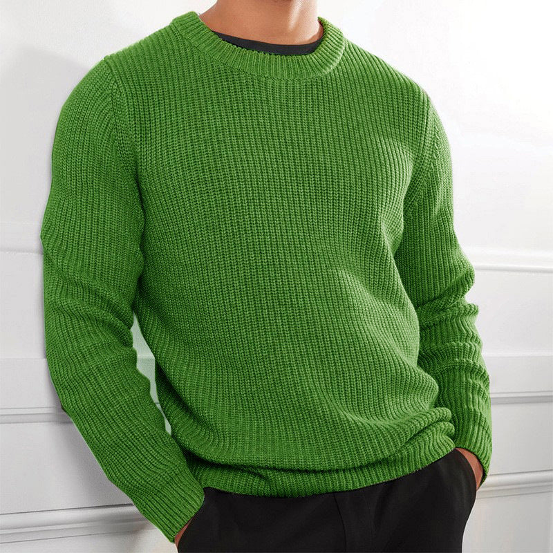 Men's Solid Color Crew Neck Knit Sweater
