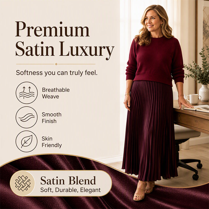Women's Round Neck Pleated Maxi Dress