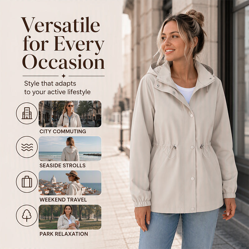 Women's Versatile Waterproof Hooded Jacket