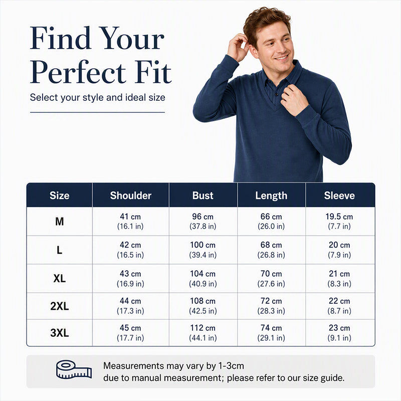 Men's Mock Two-Piece Fleece Lined Sweater