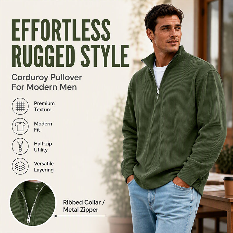 Men's Quarter Zip Corduroy Sweatshirt