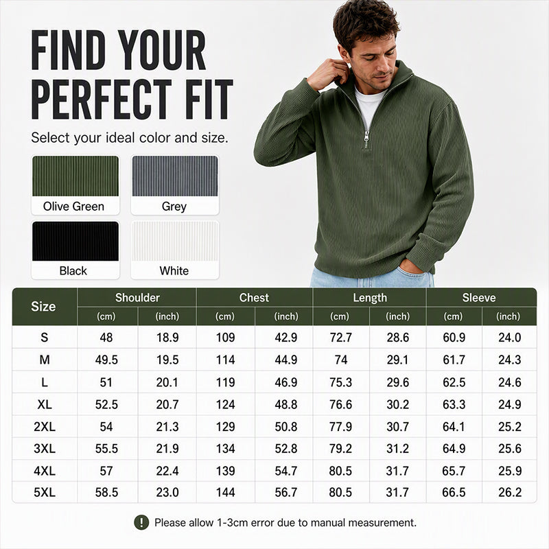 Men's Quarter Zip Corduroy Sweatshirt