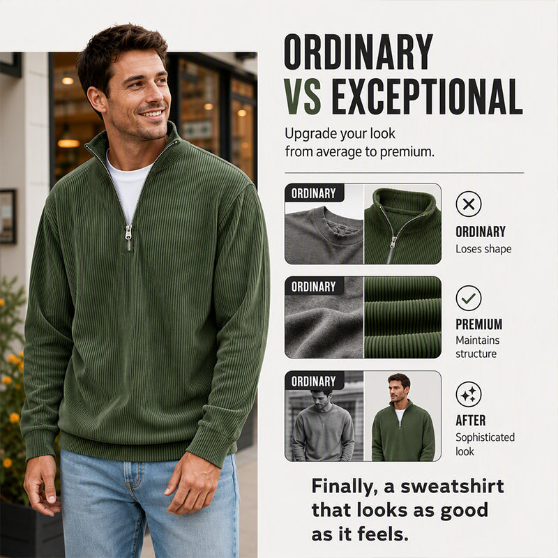 Men's Quarter Zip Corduroy Sweatshirt
