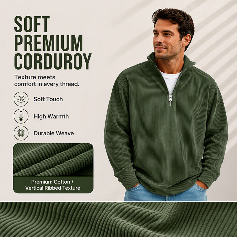 Men's Quarter Zip Corduroy Sweatshirt