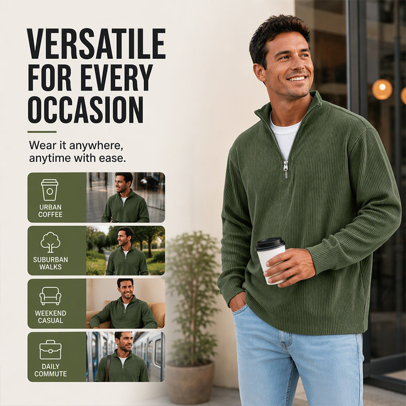 Men's Quarter Zip Corduroy Sweatshirt