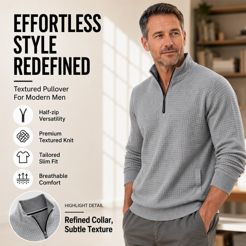 Men's Waffle Knit Quarter Zip T-Shirt