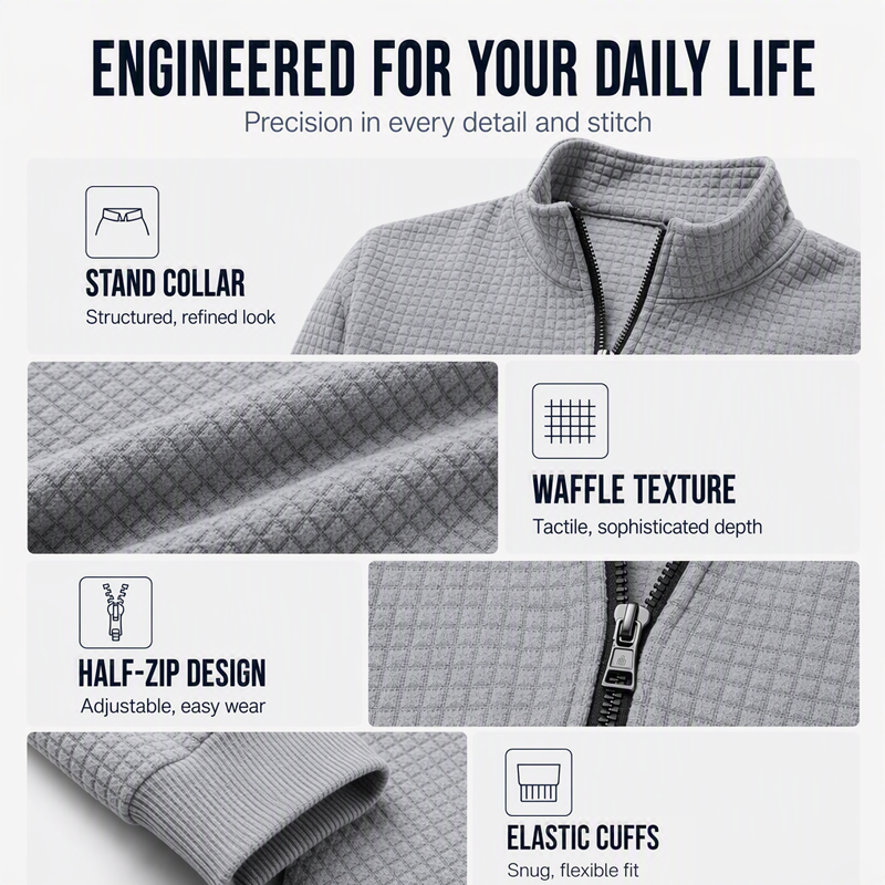 Men's Waffle Knit Quarter Zip T-Shirt