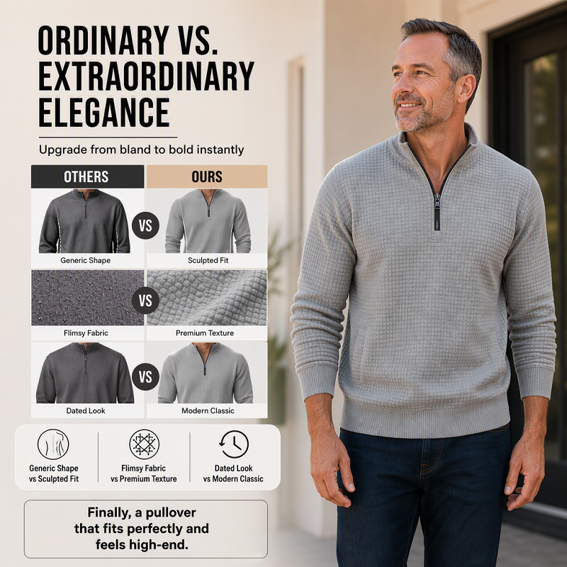 Men's Waffle Knit Quarter Zip T-Shirt