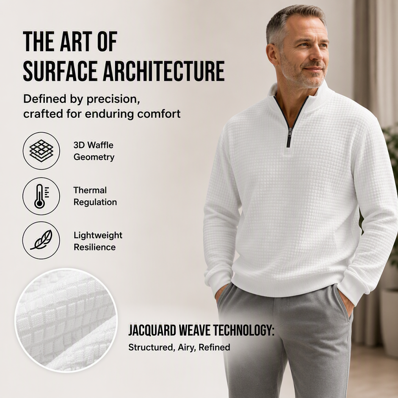 Men's Waffle Knit Quarter Zip T-Shirt