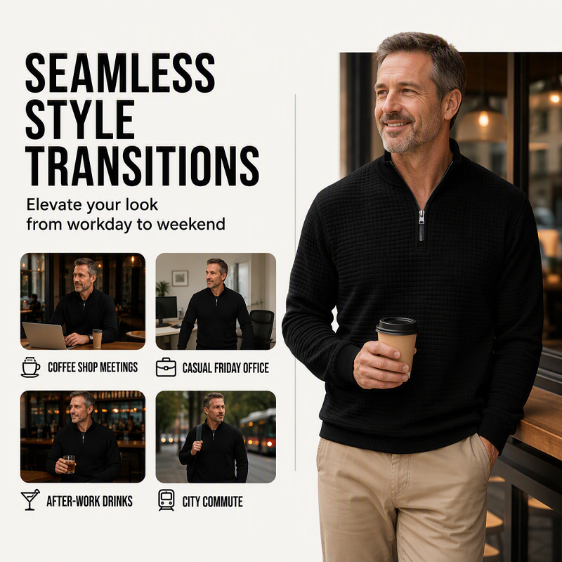 Men's Waffle Knit Quarter Zip T-Shirt