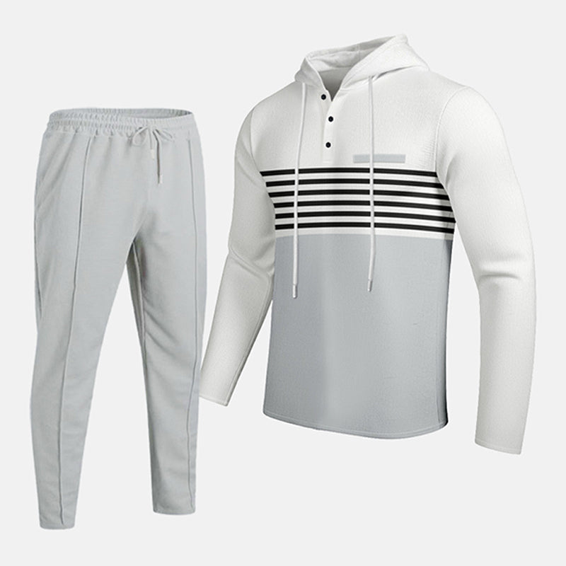 Men's Sporty Color-Block Waffle Knit 2-Piece Set