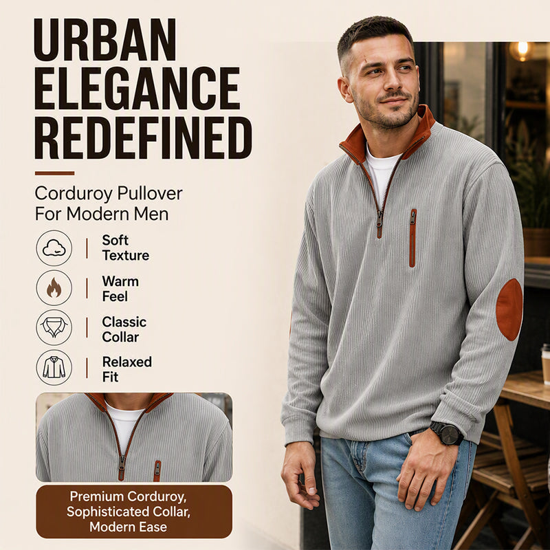 Men's Color-Block Corduroy Half-Zip Sweatshirt