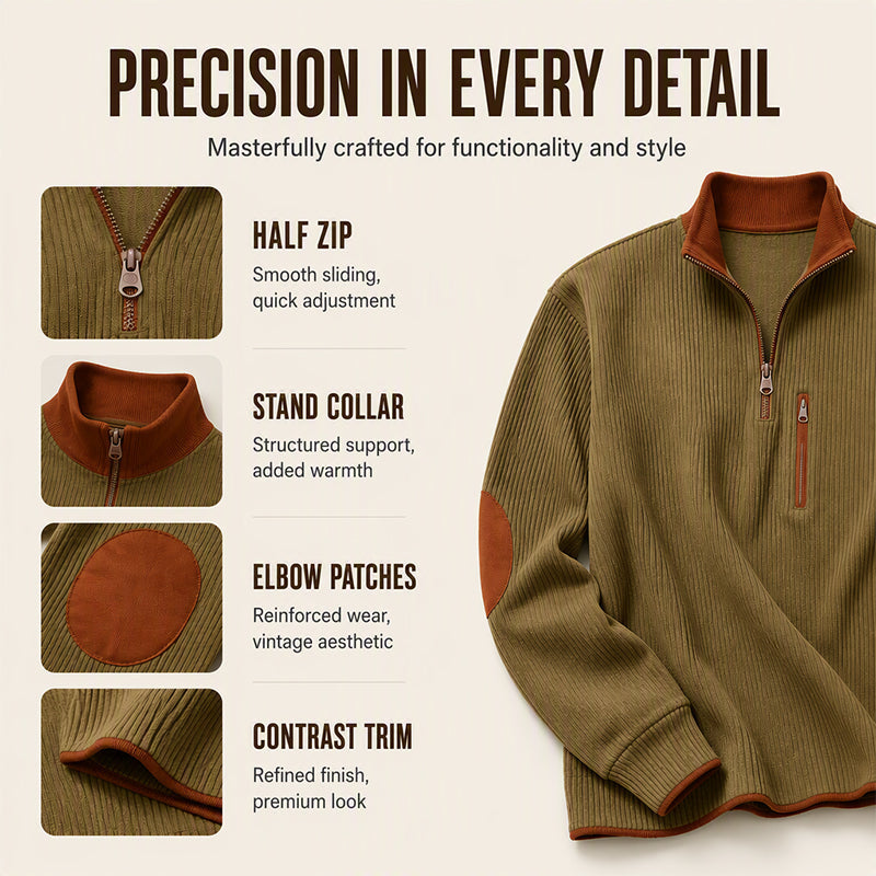 Men's Color-Block Corduroy Half-Zip Sweatshirt