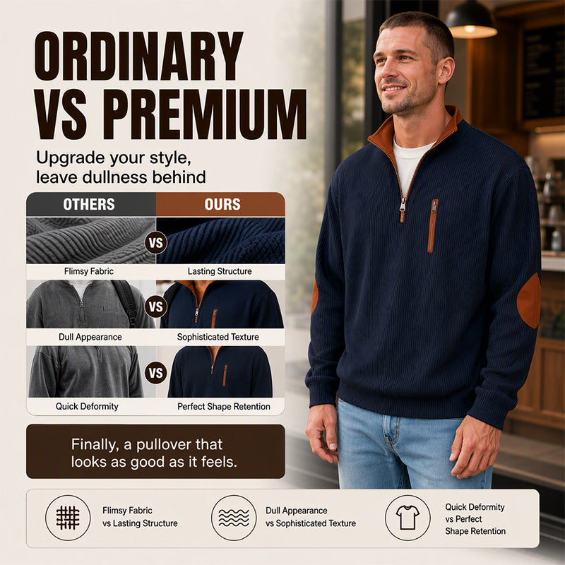 Men's Color-Block Corduroy Half-Zip Sweatshirt