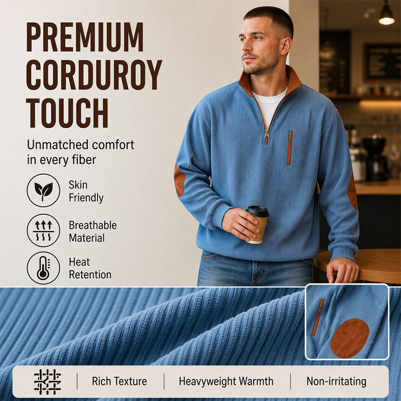 Men's Color-Block Corduroy Half-Zip Sweatshirt