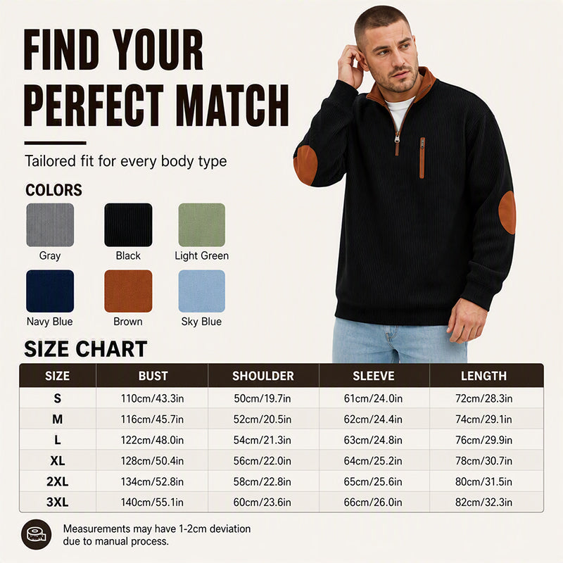 Men's Color-Block Corduroy Half-Zip Sweatshirt