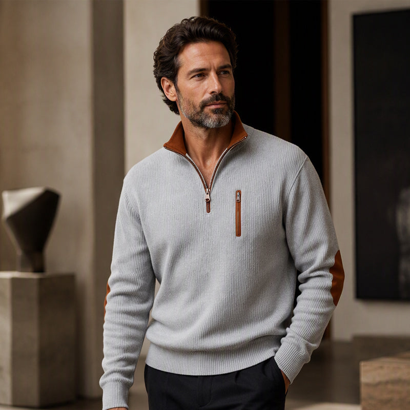 Men's Color-Block Corduroy Half-Zip Sweatshirt