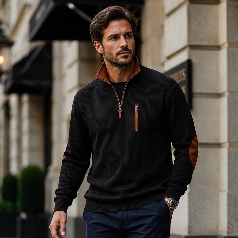 Men's Color-Block Corduroy Half-Zip Sweatshirt